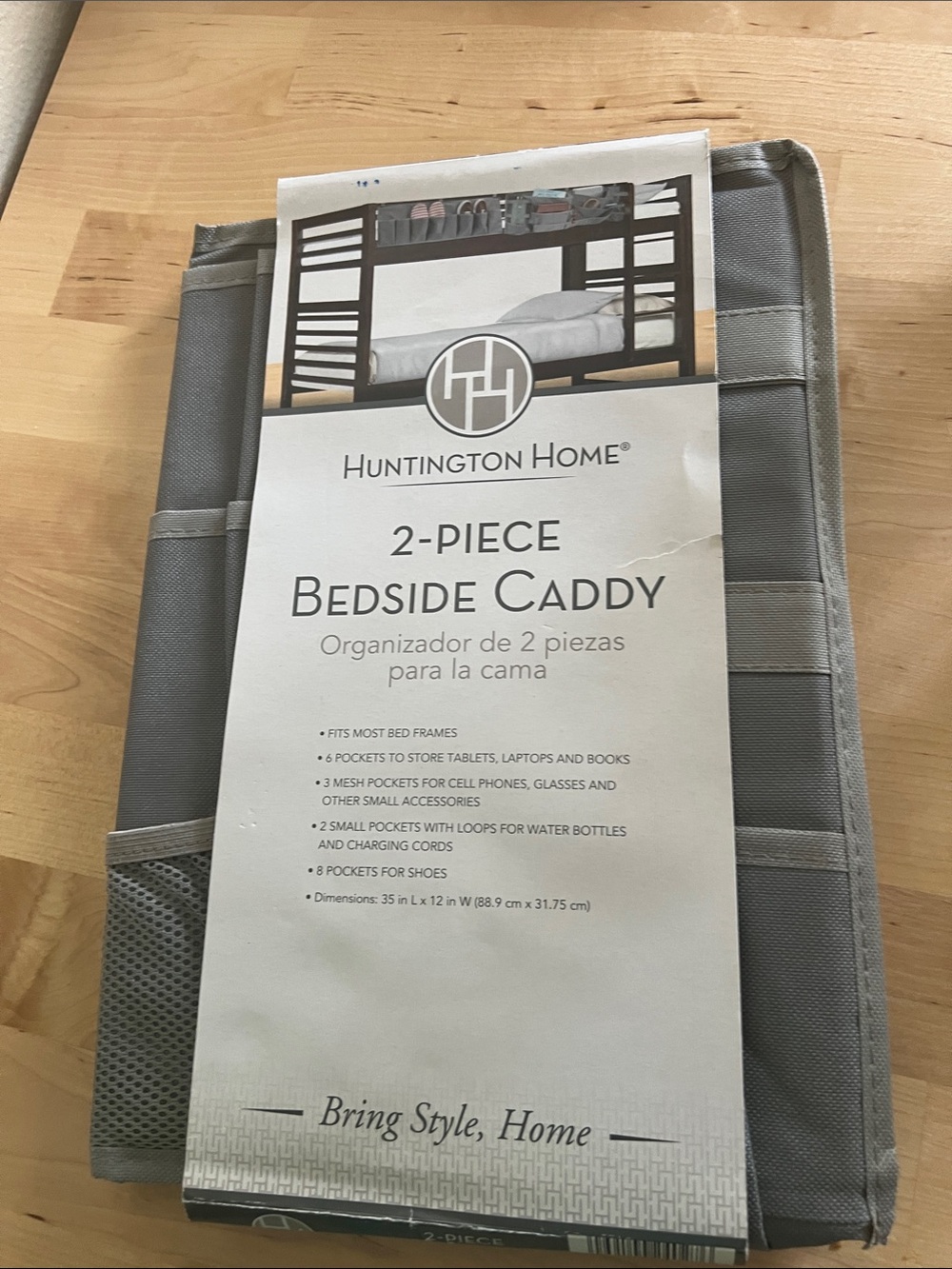 Huntington Home 2-Piece Bedside Caddy in Gray